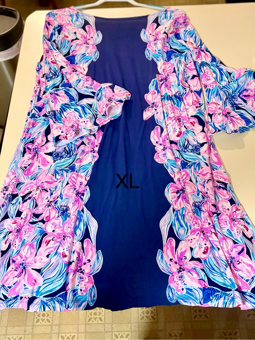 Lilly Pulitzer Navy Blue Cardigan with Pink Floral Print